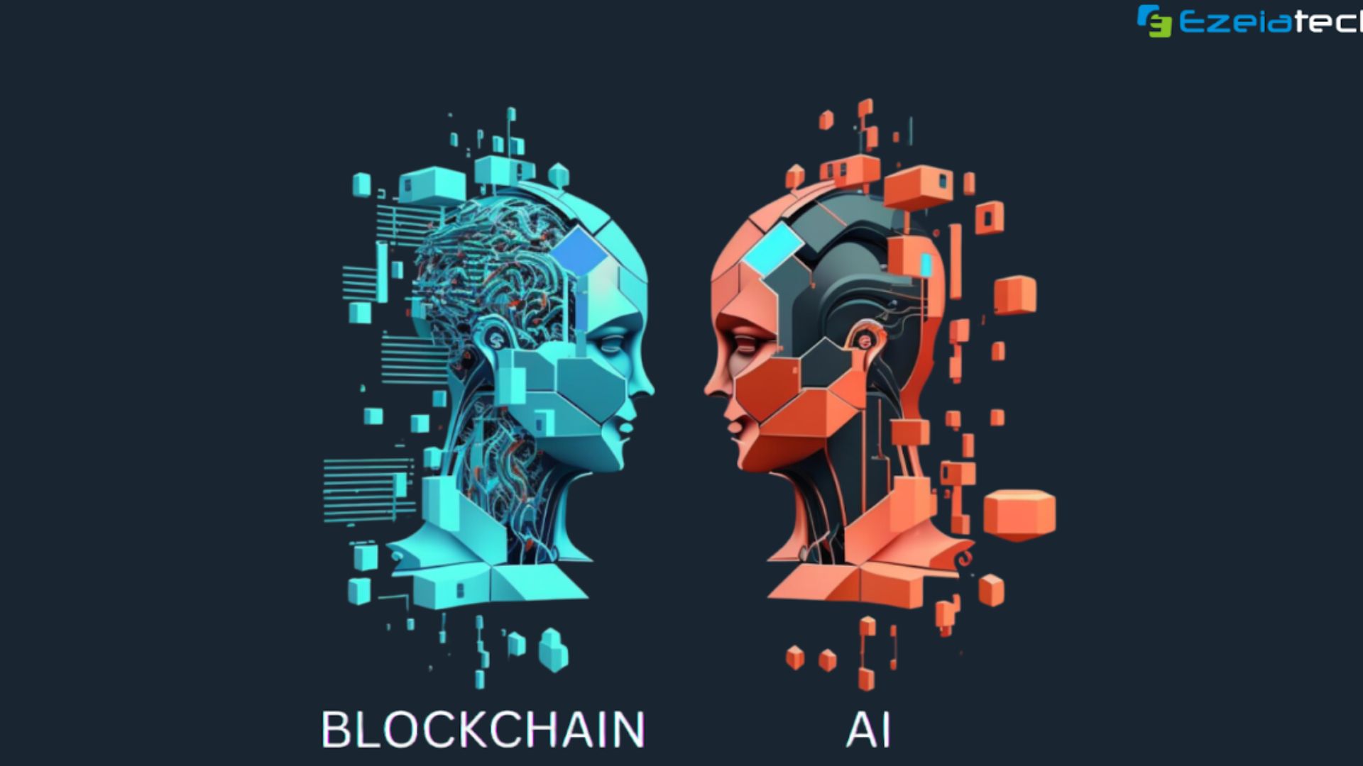 Image showing Blockchain and AI together to insinuate them teaming up